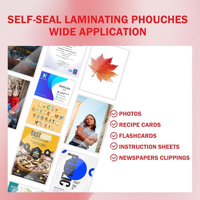 50 Pack Self Sealing Laminating Pouches for Small Business Card,10 Mil Thick Waterproof Double-Sided Self Adhesive Laminating Pouches,2.6x3.9 Inches, No Laminator Machine Needed