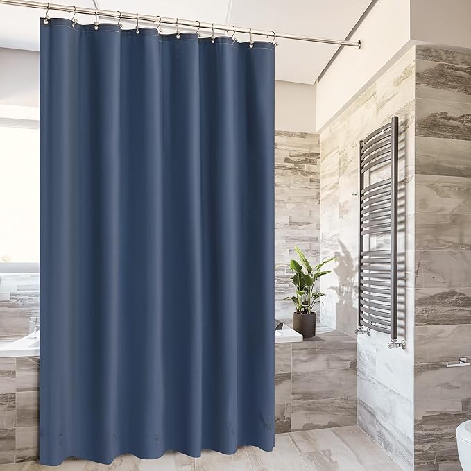 Barossa Design Navy Shower Curtain Liner with 6 Magnets - Waterproof PEVA Shower Liner for Bathroom, 72" x 72" Standard Size, PVC Free, Metal Grommets - Navy Blue, 72x72