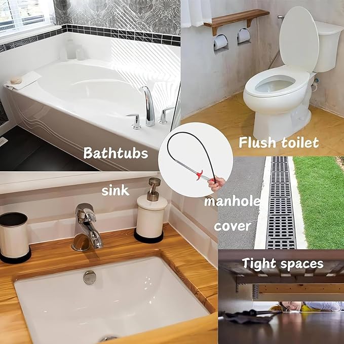 Drain Snake,76 inch Flexible Grabber Claw Pick Up Reacher Tool,Drain Clog Remover - Gutter Cleaning Tools for Home Sink, Bathroom Tub,Drain, Toilet, Tight Spaces