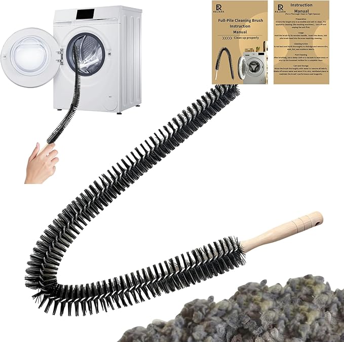 Full-Bristle Dryer Vent Cleaner Brush, Dryer Lint Brush and Lint Removal Tool for Trap and Duct, 27.95 Inches, Flexible for Deep Cleaning to Remove Pet Hair & Lint and Improve Efficiency