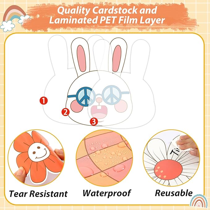 gisgfim Spring Bulletin Board Decoration Set Easter Bunny Borders Cutout for Party School Classroom Door Welcome Bulletin Board Craft Home Wall(Groovy Spring)