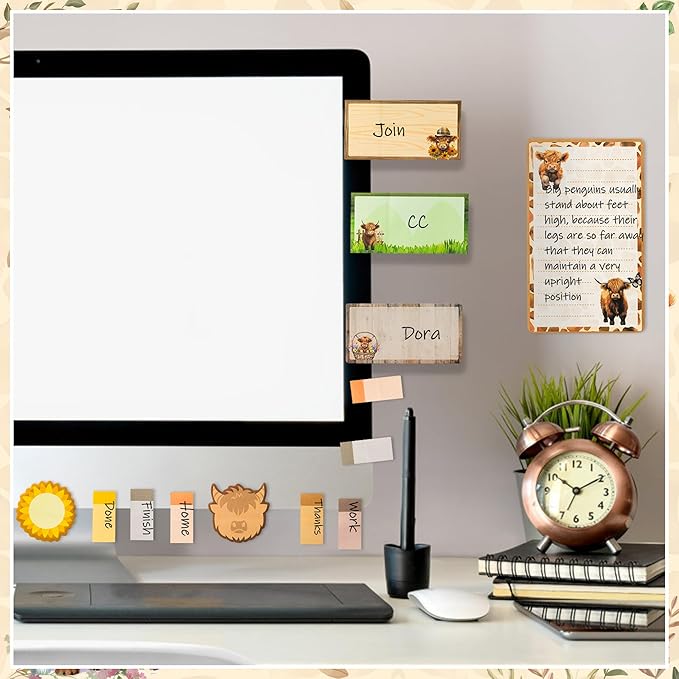 B1ykin Cute Sticky Notes Set - I Just Really Like Highland Cow Self-Stick Notes Pad, 550 Sheets Writing Memo Pages Sticky Notepad for Teacher Appreciation Gift, School Party Supplies (Highland Cow)