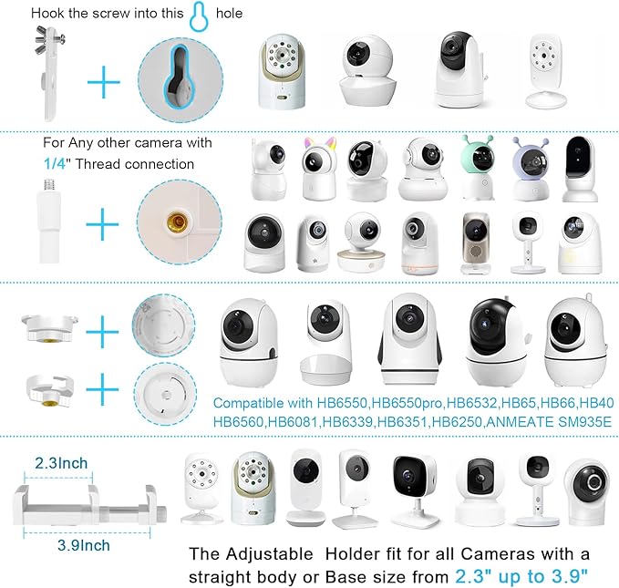 67 inch Adjustable Height Baby Monitor Floor Stand Holder for Infant Optics DXR-8 Pro,eufy HelloBaby HB6560/HB6550/Pro/HB65/HB66/HB248,ANMEATE SM935E or Any Cameras with 1/4 Screw Mount