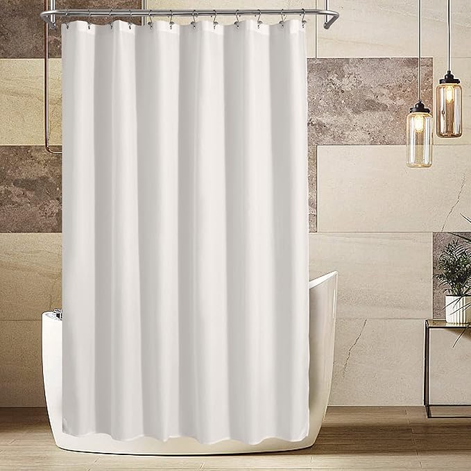 ALYVIA SPRING Extra Long Fabric Shower Curtain Liner Waterproof - 72" x 84", Soft & Lightweight XL Shower Curtain with Magnets, Machine Washable - 72x84, White