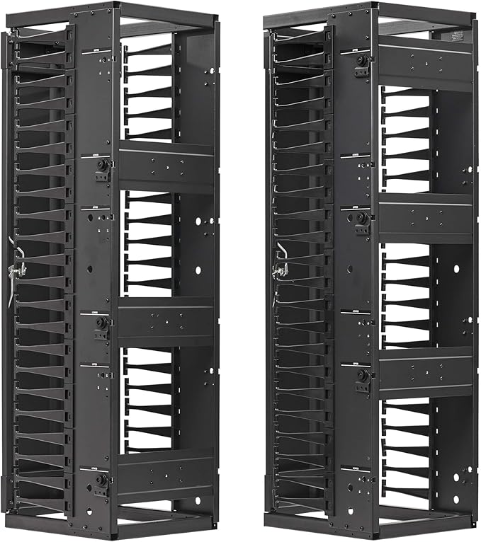 Tripp Lite Vertical Cable Manager, High-Capacity Deep Double Finger Duct, Front-Facing Cover, Two 3.5 feet Tall Sections, 12 inch Wide x 11.4 inch Depth, Black, 5-Year Warranty (SRCABLEVRT12HD)