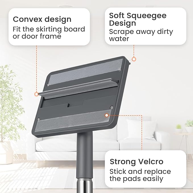 Baseboard Cleaner Tool with 84" Long Handle, 360° Wall Mop with Triangle & Rectangle Heads & 10 Reusable Pads for Baseboard, Wall, Ceiling Cleaning