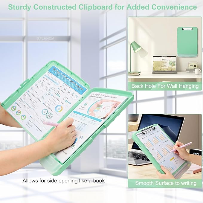 SFLHHDM Clip Boards 8.5x11 with Storage, Low Profile Clip Plastic Clipboards, Nursing Clipboard Folder with Pen Holder, Heavy Duty Clipboard with Storage, Nurse Binder Case for Classroom