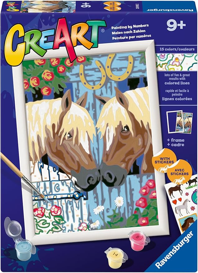 Ravensburger - Horse Friends CreArt Paint by Numbers Kit | Fun & Easy DIY Art for Kids Age 9+ | Creative Gift Idea for Birthdays & Holidays