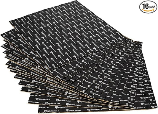 Rockville ROCKMAT 37-15 Sound Deadening Mat, 60 mil Butyl Aluminum Foil Sheets, 37.5 Sq Ft Coverage, Peel and Stick Automotive Soundproofing and Vibration Damping for Doors Floors Trunk