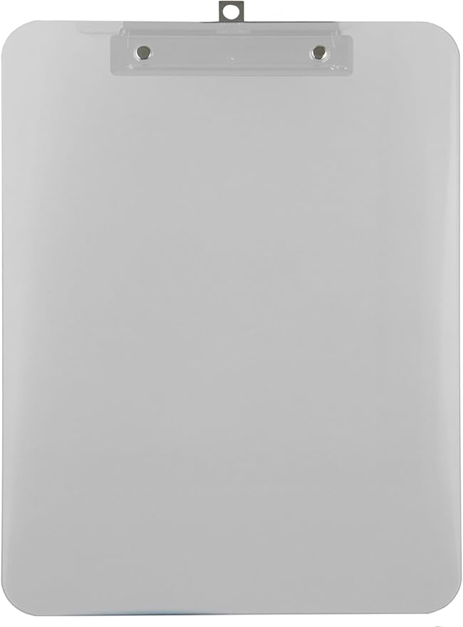 Trade Quest Plastic Clipboard Transparent Color Letter Size Low Profile Clip (Pack of 6) (Clear)
