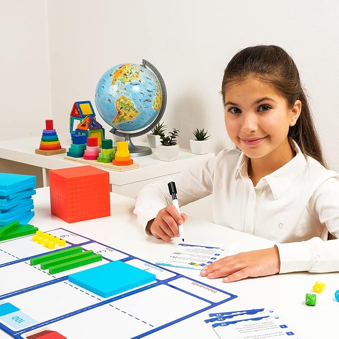 Simply magic 141 PCS Base Ten Blocks for Math - Math Manipulatives K-3, Unit Blocks 1st 2nd 3rd Grade, Counting Blocks - Kindergarten Set, Math Blocks Ones Tens Hundreds, Place Value Number Cubes