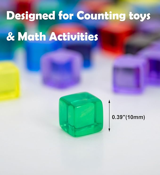 240 Pieces Centimeter Cubes, Counting/Sorting Toy,Plastic Math Cubes,Early Development Activity Games with Portable Box(Translucent,6 Colors)