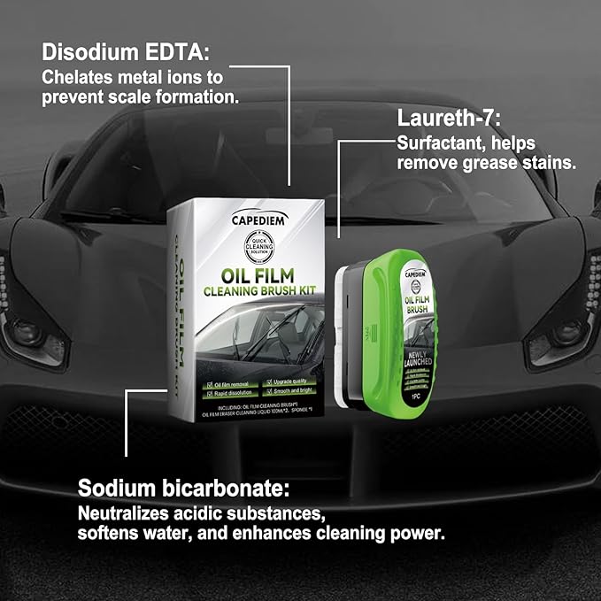 Automotive Oil Film Cleaning Brush for Car Windows, Glass Cleaning Board, Car Windshield Cleaner, Suitable for Windshield Glass Oil Film Remover (greener-L)