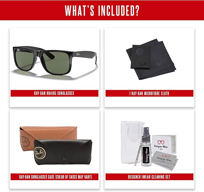 Ray-Ban RB4165 JUSTIN Sunglasses For Men For Women+BUNDLE with ACCESSORY EYEWEAR KIT