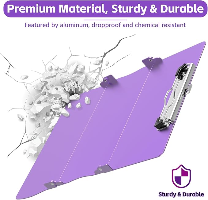 Nurse Clipboard Nursing Clipboard Foldable: Folding Clipboards with Nursing Edition Cheat Sheets 3 Layers Trifold Clip board Pocket Size Aluminum Clinical Clip boards for Nurses Students Doctor Purple