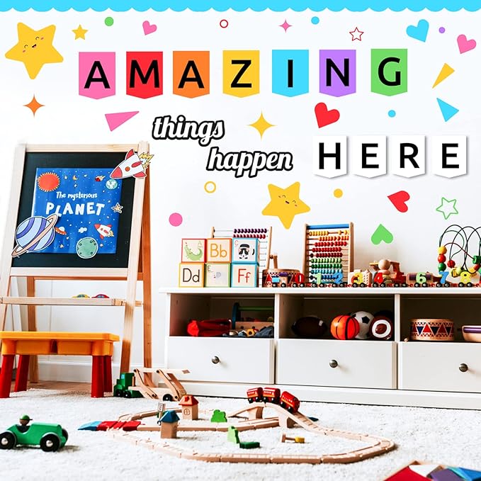 LioNergy Classroon Bulletin Board Decoration Set Welcome Bulletin Board Wall Door Decor for Kindergarten Preschool Elementary Middle School - Amazing Things Happen Here