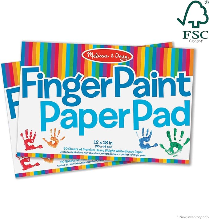 Melissa & Doug Finger Paint Paper Pad (12 x 18 inches) - 50 Sheets, 2-Pack - FSC Certified