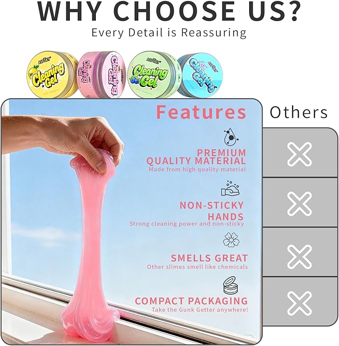 ASFSKY Car Cleaning Gel（4 Packs） Dust Cleaning Putty Universal Car Interior Cleaner Keyboard Dust Remover Car Slime Gifts for Men Women Girl