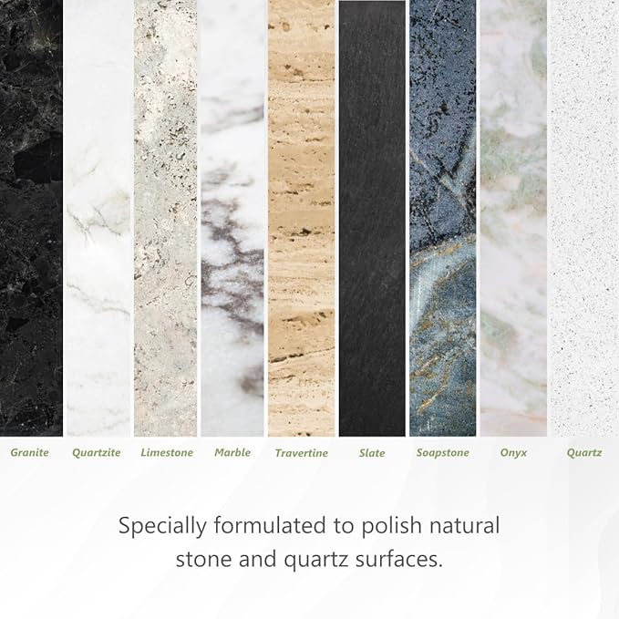 MORE - Stone & Quartz Polish - For Granite, Marble, & Natural Stone Countertops - Spray & Wipe Streak-Free - Water-Based Formula - Marble & Granite Polish - For Indoor & Outdoor Stone - 16 oz