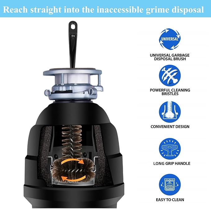 2 Pack Garbage Disposal Cleaner Brush 15" Extra Long Handle for Deep Cleaning Sink and Drain Eliminates Residue, Odor