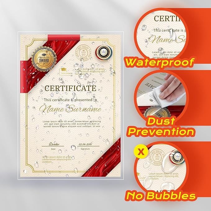 Thicker Self Adhesive Laminating Sheets,60 PCS 8.5 x 11 Self Sealing Laminate Sheets Lettter Size No Machine No Heat 4mil Clear Laminating Sheets for Protecting Documents, Photos