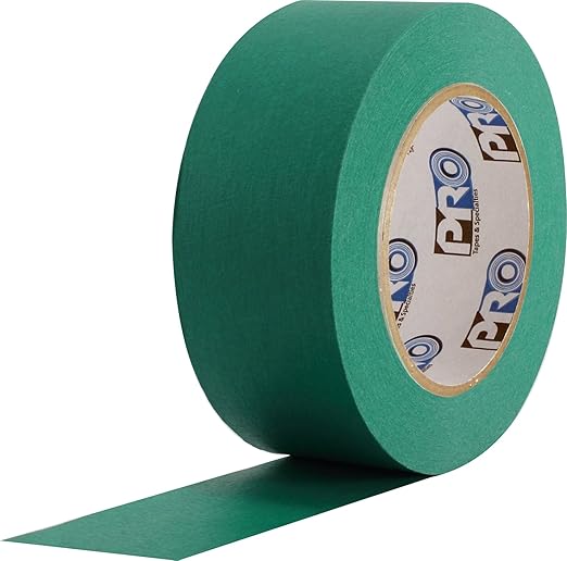 ProTapes Colored Crepe Paper Masking Tape, 60 yds Length x 2" Width, Dark Green (Pack of 24)