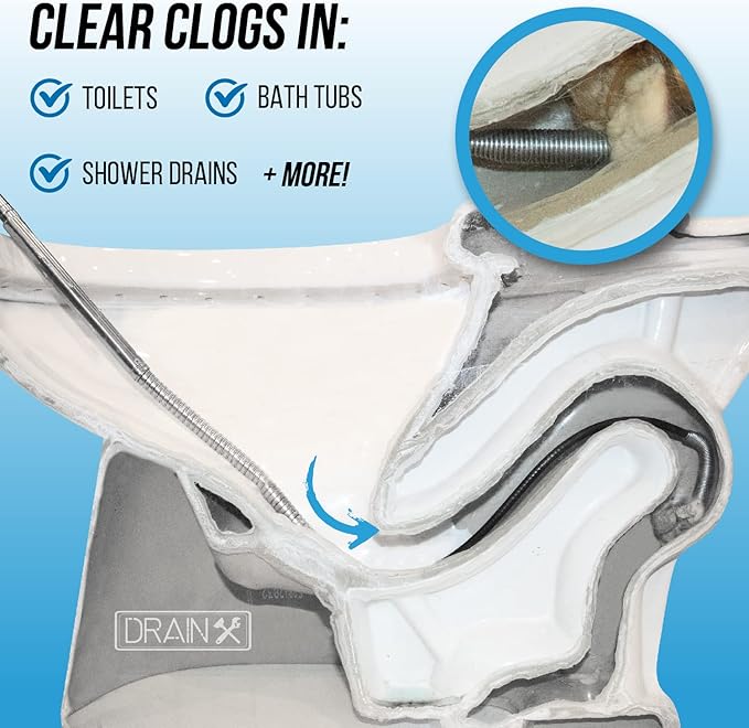 Pistol Grip Grabber Claw, Drain Clog Pickup Snake, Remove Hair and Clogs from Sink, Shower, Tub, Toilet Drains, 5-Ft