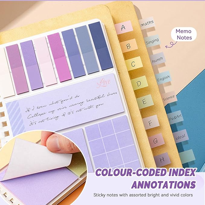 2Pcs Multi-Functional Sticky Note Combination Notebook, 220 Stickers +60 Inner Pages. Suitable for Office and Study Supplies (Purple)