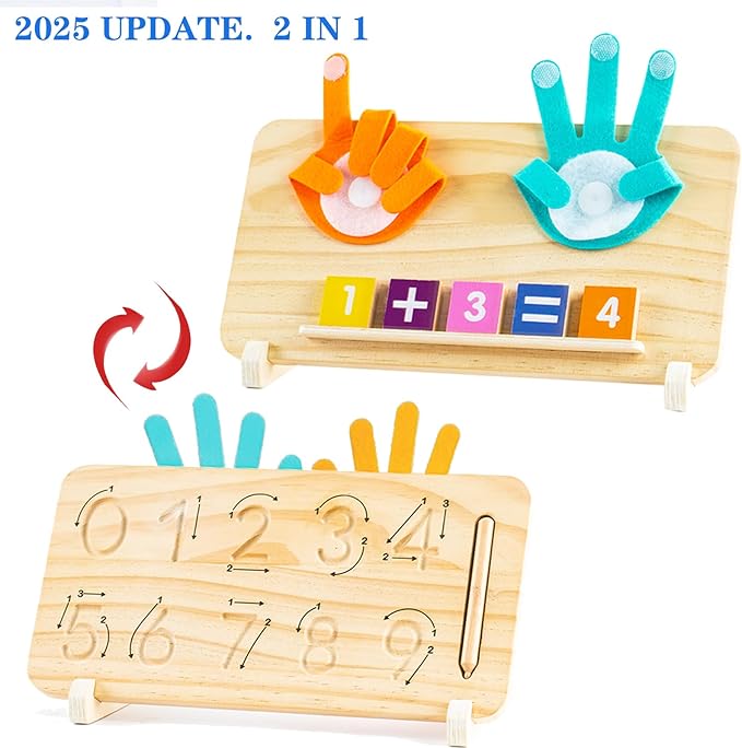 Montessori Toys for 3 4 5 Year Old,Double-Sided Preschool Learning Toys for Toddlers age 2-4,Educational Math manipulatives Number Counting Blocks for Kids,Christmas Stocking Stuffers for Boys Girls