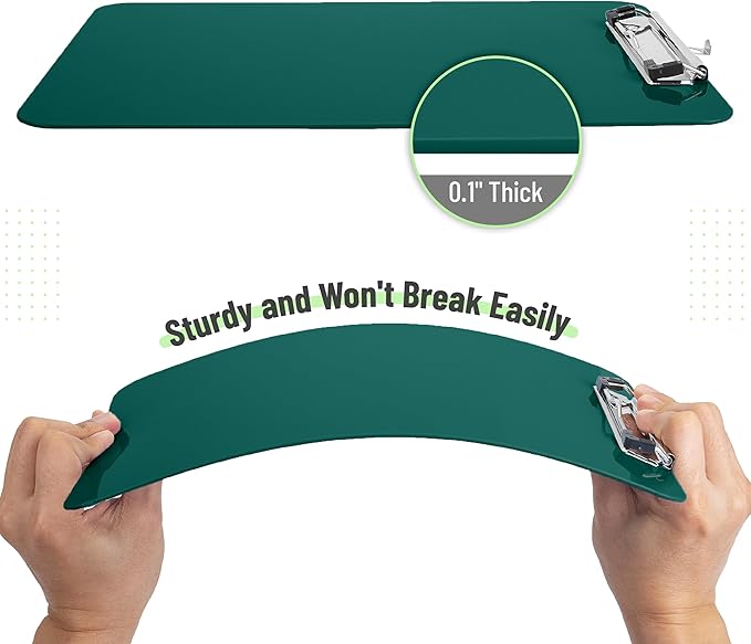 Mr. Pen- Plastic Clipboard, 12.5” x 9”, Dark Green, Clipboard Plastic, Low-Profile Metal Clip with Retractable Hanging Hole