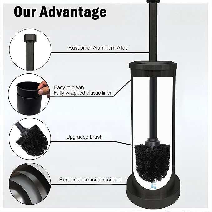 Matte Black Toilet Bowl Brush with Holder, Durable Bathroom Cleaning Tool, Modern Design for Easy Toilet Maintenance, Bathroom Cleaner Brush for Efficient Cleaning and Hygiene