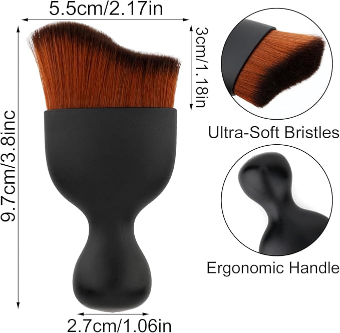 Car Detailing Brush, Soft Bristle Cleaning Brush, Scratch-Free Auto Duster Tool for Dashboard, Air Vents, Leather & Interior Cleaning (Black&Dark Brown)