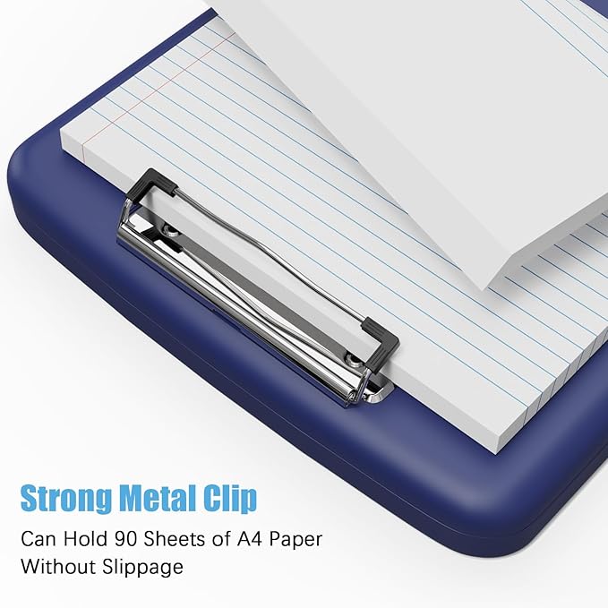 Hongri Clipboard with Storage with Pen Holder, Folder Nursing Clip Board 8.5 x 11 Foilo-Side Opening, High Capacity, Light Weight for Teachers, Classroom. Size 14 x 9.6 x 1.2 in(Navy Blue)