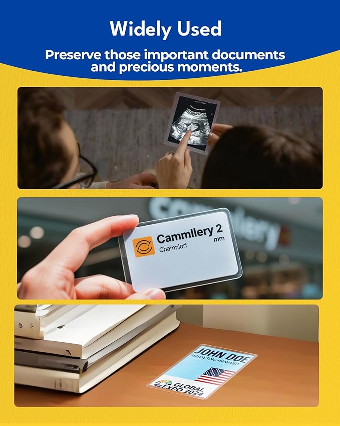 Uinkit 50-Pack Business Card Laminating Pouches, 10Mil Thick Double-Sided Seal for 2.6x3.9" Cards, Bulk Waterproofing for Employee ID Badges, Loyalty & Membership Cards, No Machine Needed