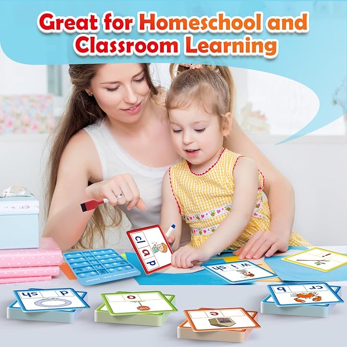 Torlam CVCC & CCVC Word Games, Sight Words Flash Cards Spelling Reading Learning Phonics Games for Kids, Speech Therapy Toy, Kindergarten Classroom Must Have Learning Activities Homeschool Supplies