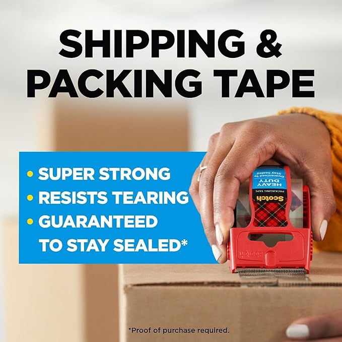 Scotch Heavy Duty Packing Tape with Dispenser 1.88 Inch X 800 Inch