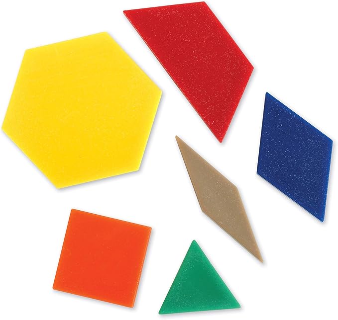 Learning Resources Plastic Pattern Blocks .5cm, Counting & Sorting, Early Math Concepts, Set of 100 Blocks, Grades PreK+Ages 3+
