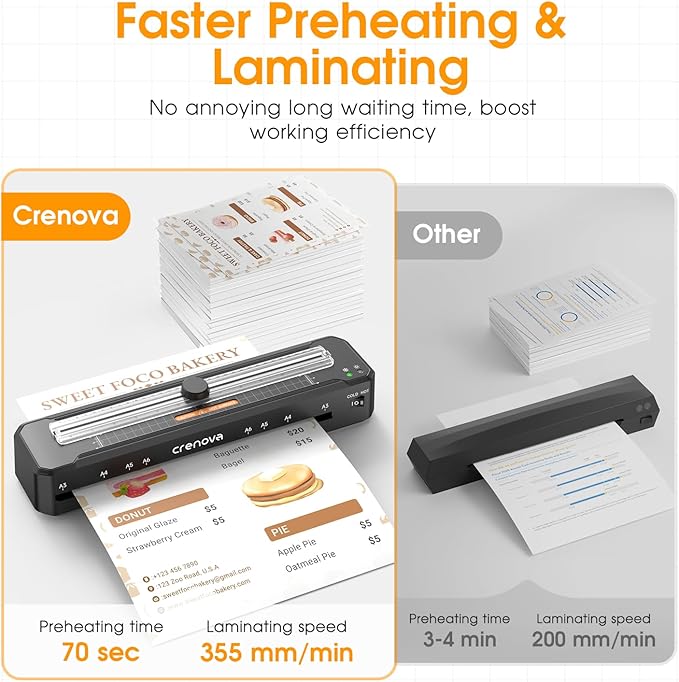 Crenova Laminator Machine with 12 Laminating Sheets, A3 Laminating Machine Hot & Cold with Trimmer Corner Rounder, Fast Warm Technology, 13-Inch Laminator for Home Office School Business (A3-12PCS)