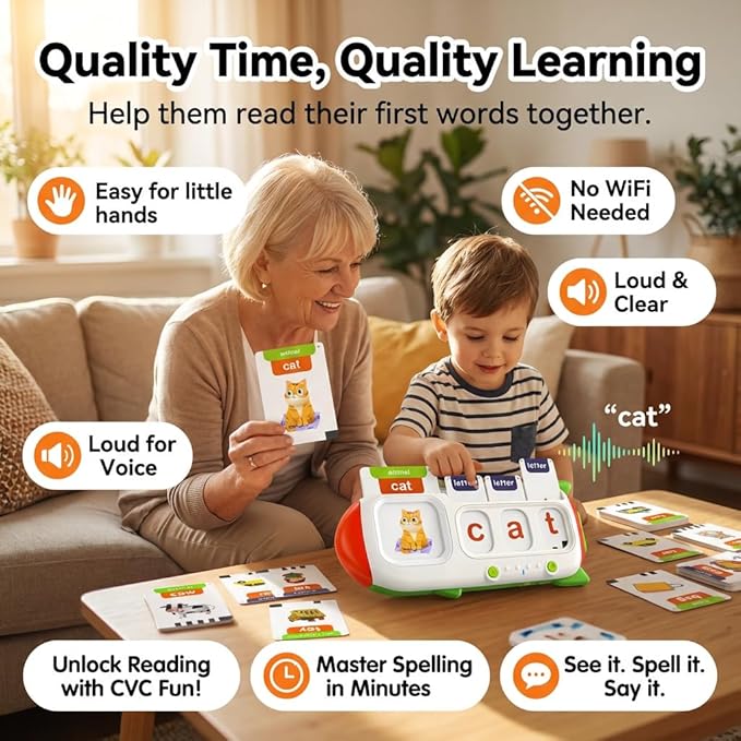 Talking Flash Cards for Toddlers 2-8,Montessori Toys for Autism,107 Sight Words,Alphabet CVC Learning Toy,Speak and Spell Phonics Games for Kindergarten,Educational Birthday Gift for Kids