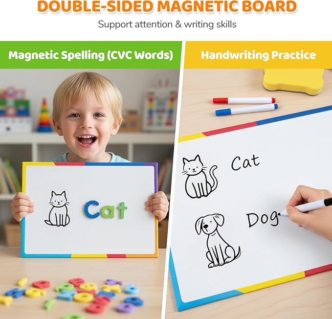 LovesTown Magnetic Alphabet Letters Set for Toddlers, Educational Learning Kit with Double-Sided Board and Storage Box, 234 PCS