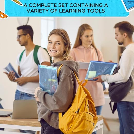 SATINIOR 12 Set Bulk Supplies Essentials Bundle Kit Folders Notebooks Pencil Pen Calculator Stapler Scissors Sharpeners