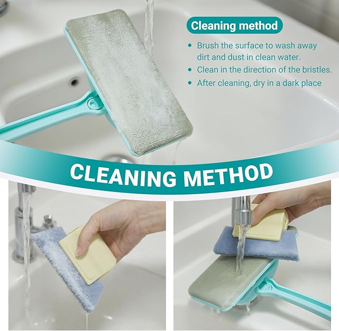 Window Cleaner Tool, Window Screen Cleaner and 3 Pack Track Cleaning Brush with 6 Replacement Cleaning Cloths, Detachable Window Cleaner Tool with Wet and Dry Dual-Use