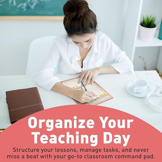 Sweetzer & Orange Teacher Planner Pad – Weekly Undated Lesson Planner for Teachers – 60 Tear-Off Sheets – 9” x 6” Compact Desk Notepad with Notes and Contact Section – Stylish Peach Border