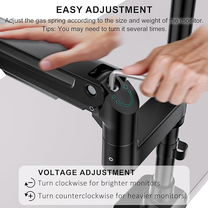 WALI Heavy Duty Monitor Arm Desk Mount for 13-49 Inch Ultrawide Screens, Single Monitor Arm with Full Motion Tilt, Swivel, Rotation, Holds up to 44 lbs, C-Clamp Mount for VESA 75/100mm (GSDM001-P)