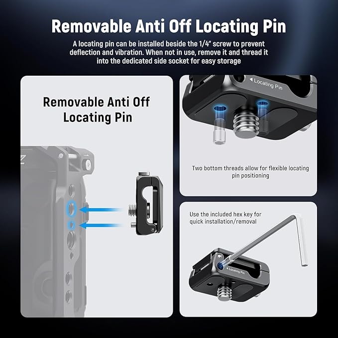 NEEWER Spring Loaded Cable Clamp, 2 Pack, Camera Cage Cable Organizer with Removable Anti Twist Locating Pin, 1/4" Screw, Quick Release Lock, Foam Pad for HDMI, USB, Headphone, Shutter Cables, UA073
