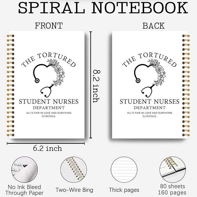 Funny Nurse Notebook, Nurse Appreciation Week Day Gifts Journal, Nursing Supplies for Nurses, Medical Stethoscope Nursing Hardcover Spiral Notebooks 5.5x8.3 Inch