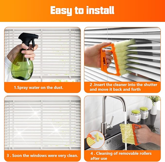 8pcs Window Venetian Blind Cleaner Duster Tool,Blind Duster for Cleaning,Microfiber 7Finger Duster Brush Dusting Cleaner Tool for Window Shutters Air Conditioner Vinyl Wood Blinds,with 8 Cloth Cover