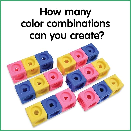 edxeducation Math Cubes | Set of 100 Counting Blocks with 5 Shapes | Math Manipulatives for Preschoolers | Shape and Color Sorting Toys | 10 Colors