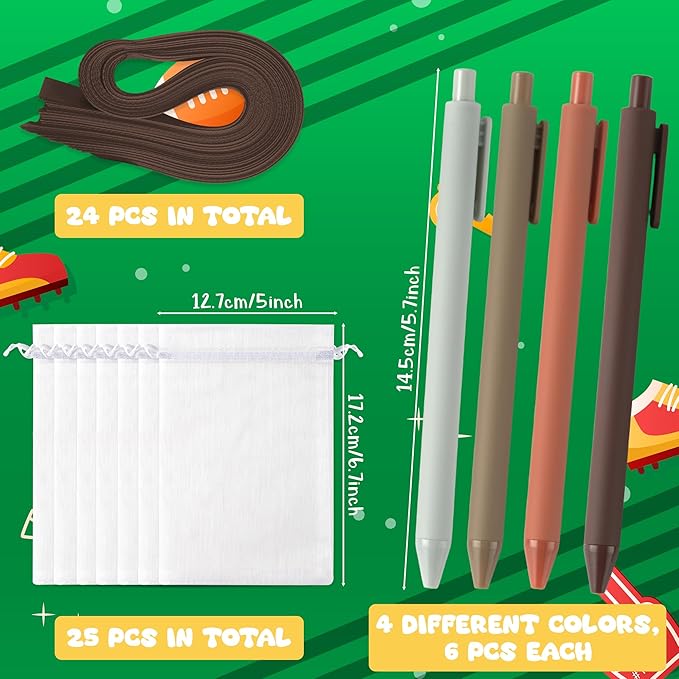 Xqumoi Football Sticky Notes with Pen Gift Set - 24 Set Football Sport Self Sticky Writing Memo Pads Ballpoint Pens with Mesh Bag Birthday Party Favors School Classroom Rewards Office Supplies