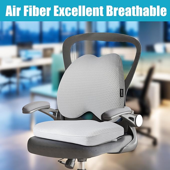 Office Chair Cushion - More Breathable Pressure Relief Seat Cushion with Hours Sitting on Gaming/Car/Wheelchair, Soft Extra-Dense Air Fiber for Orthopedic Coccyx, Sciatica & Hip Support